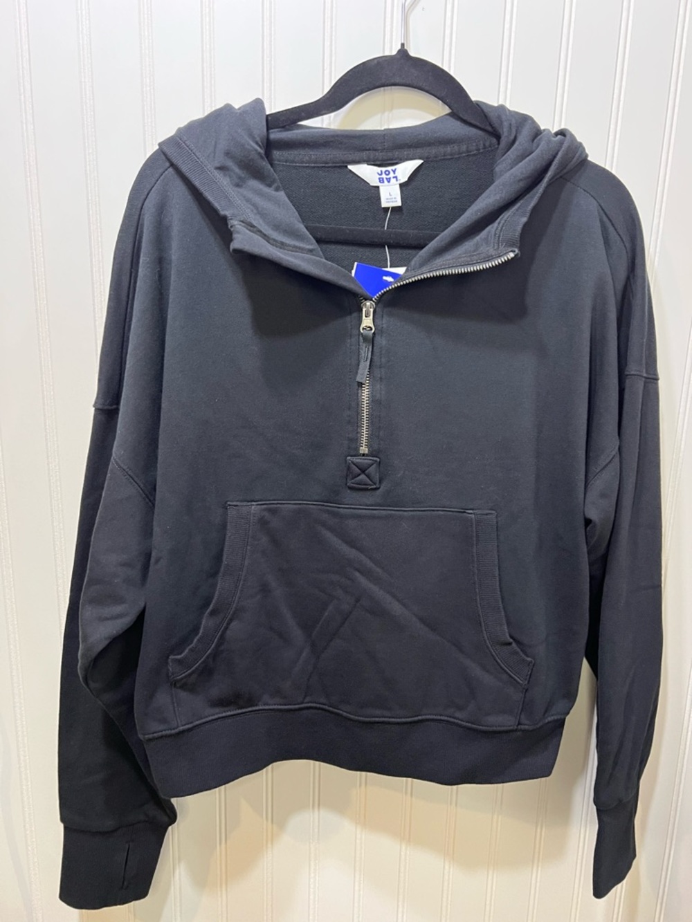JOYLAB Black Half-Zip Hoodie Cropped Sz L
